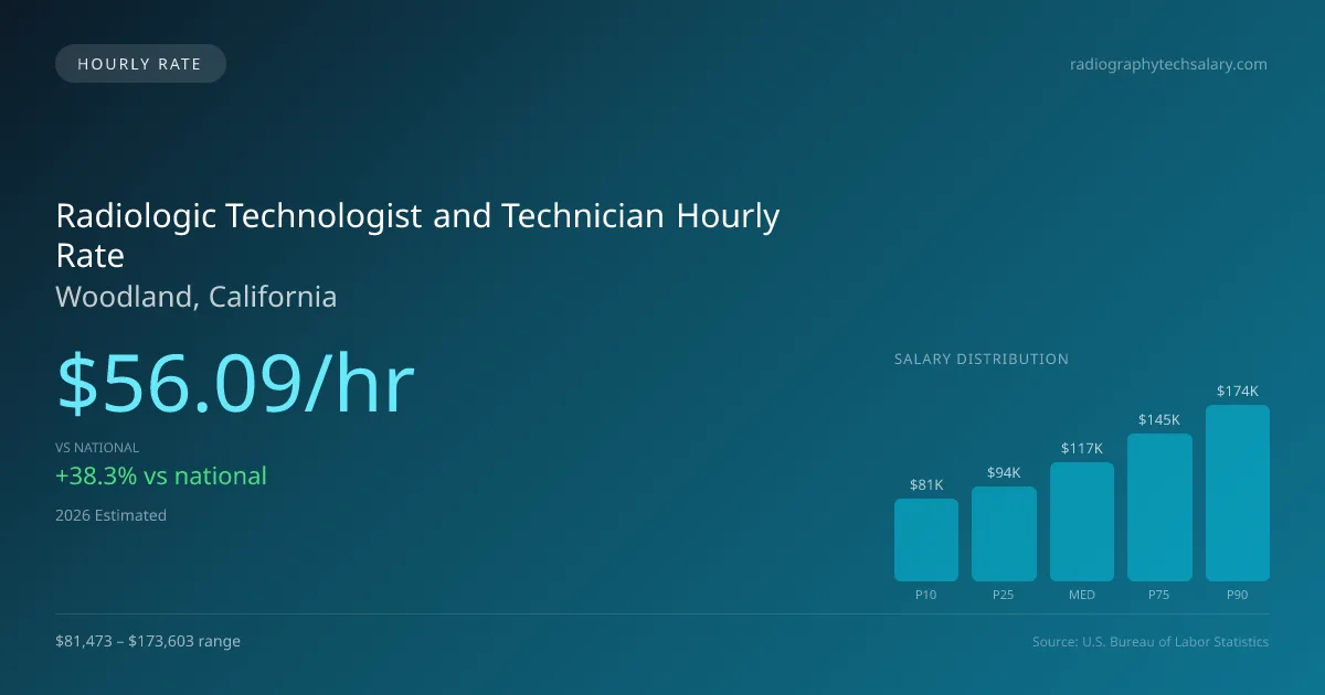 Radiologic Technologist and Technician Hourly Rate in Woodland, CA — 2026 est., based on 2025 BLS