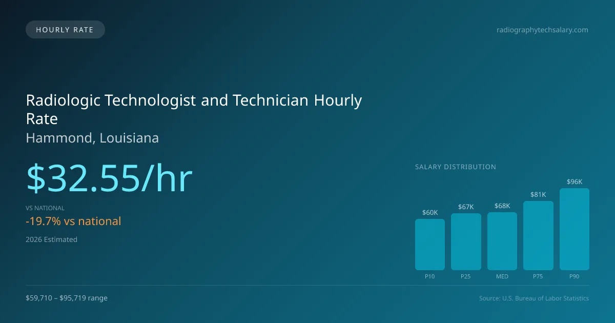 Radiologic Technologist and Technician Hourly Rate in Hammond, LA — 2026 est., based on 2025 BLS