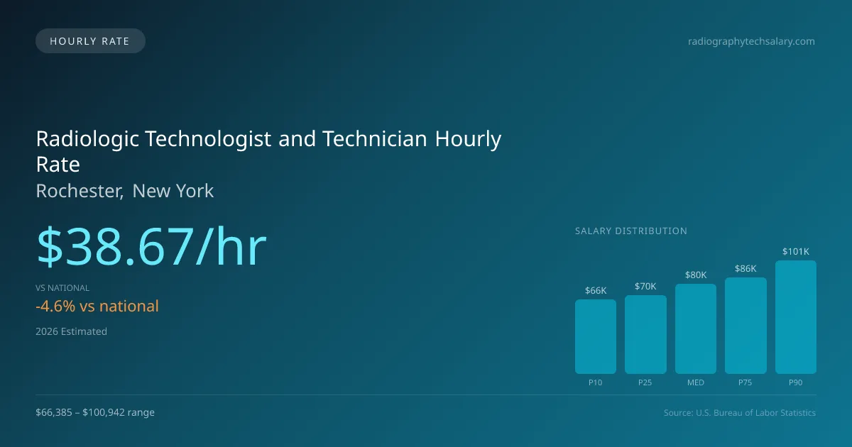 Radiologic Technologist and Technician Hourly Rate in Rochester, NY — 2026 est., based on 2025 BLS