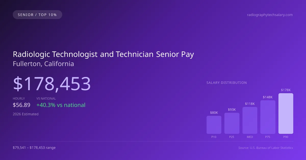 Radiologic Technologist and Technician Senior Salary in Fullerton, CA — 2026 est., based on 2025 BLS