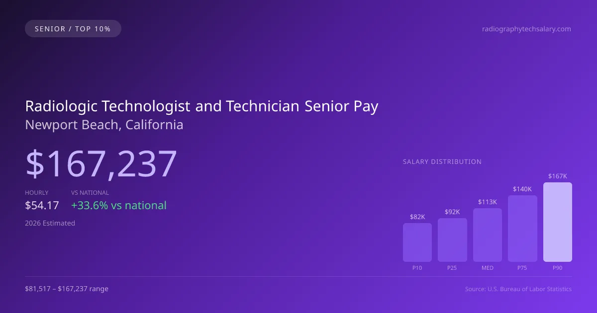 Radiologic Technologist and Technician Senior Salary in Newport Beach, CA — 2026 est., based on 2025 BLS