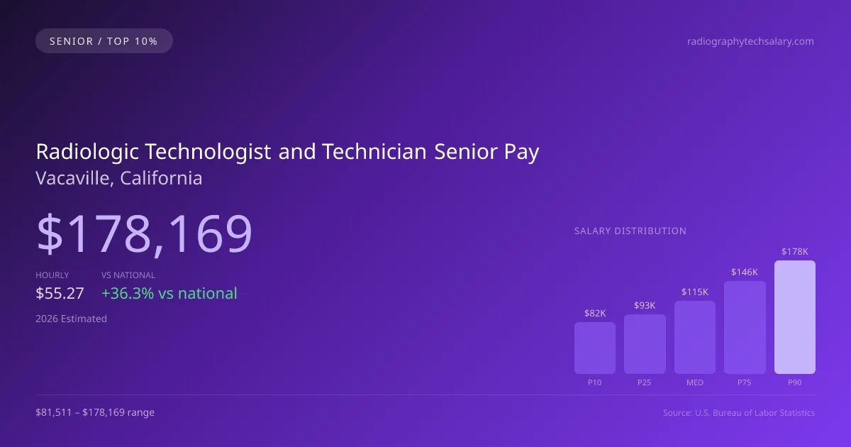 Radiologic Technologist and Technician Senior Salary in Vacaville, CA — 2026 est., based on 2025 BLS