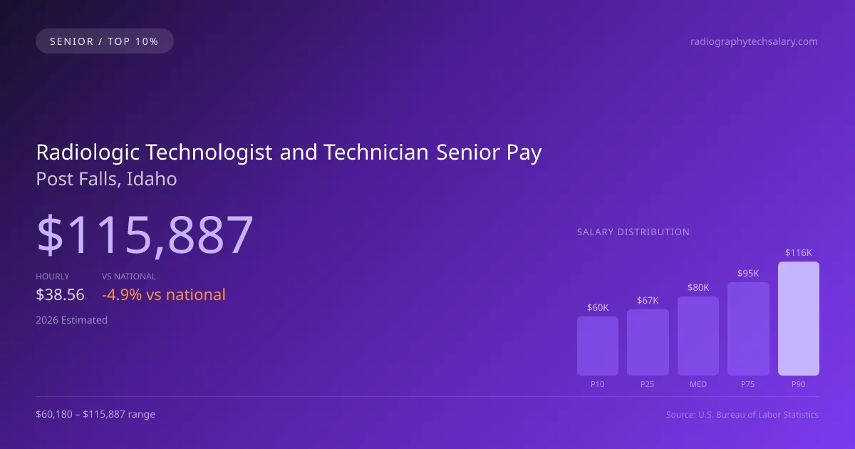 Radiologic Technologist and Technician Senior Salary in Post Falls, ID — 2026 est., based on 2025 BLS