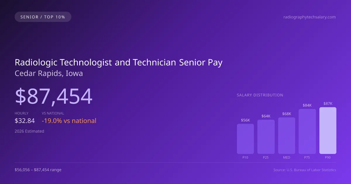 Radiologic Technologist and Technician Senior Salary in Cedar Rapids, IA — 2026 est., based on 2025 BLS