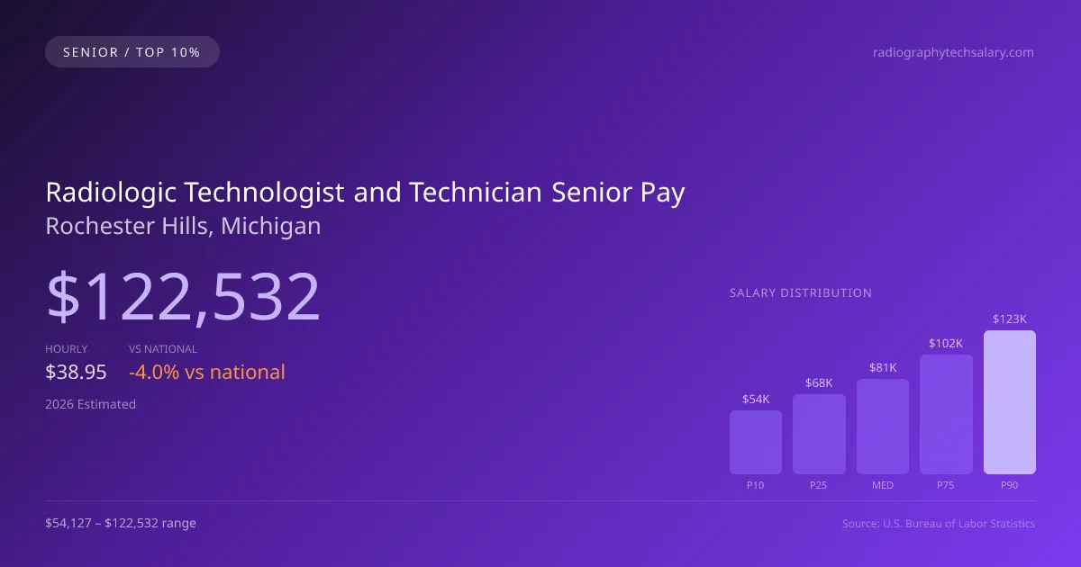 Radiologic Technologist and Technician Senior Salary in Rochester Hills, MI — 2026 est., based on 2025 BLS