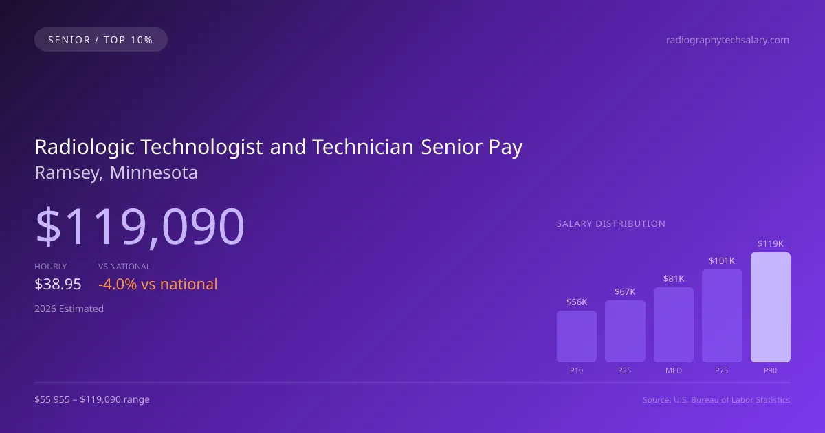 Radiologic Technologist and Technician Senior Salary in Ramsey, MN — 2026 est., based on 2025 BLS