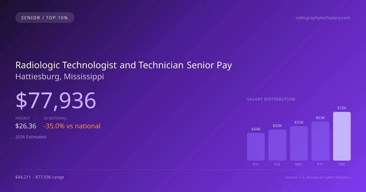 Radiologic Technologist and Technician Senior Salary in Hattiesburg, MS — 2026 est., based on 2025 BLS
