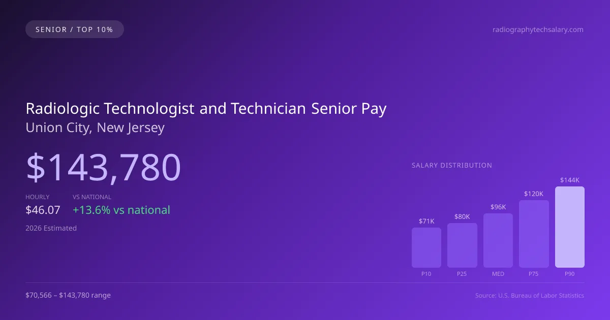Radiologic Technologist and Technician Senior Salary in Union City, NJ — 2026 est., based on 2025 BLS