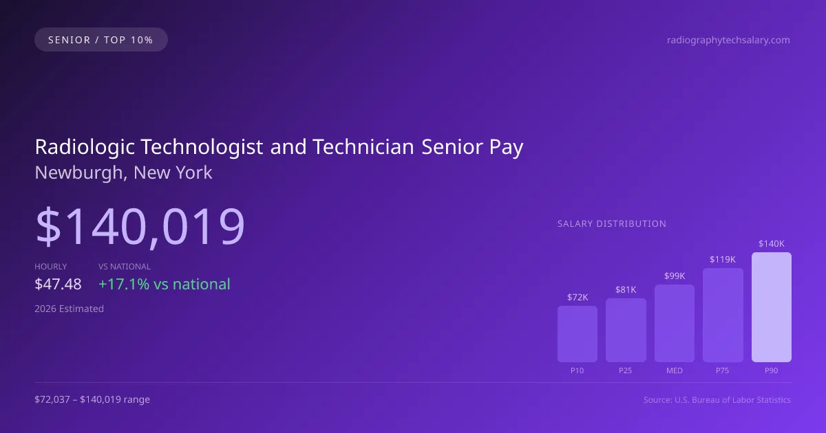Radiologic Technologist and Technician Senior Salary in Newburgh, NY — 2026 est., based on 2025 BLS