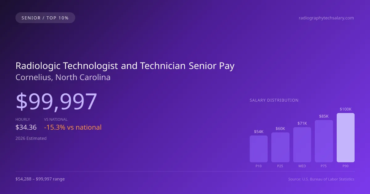 Radiologic Technologist and Technician Senior Salary in Cornelius, NC — 2026 est., based on 2025 BLS