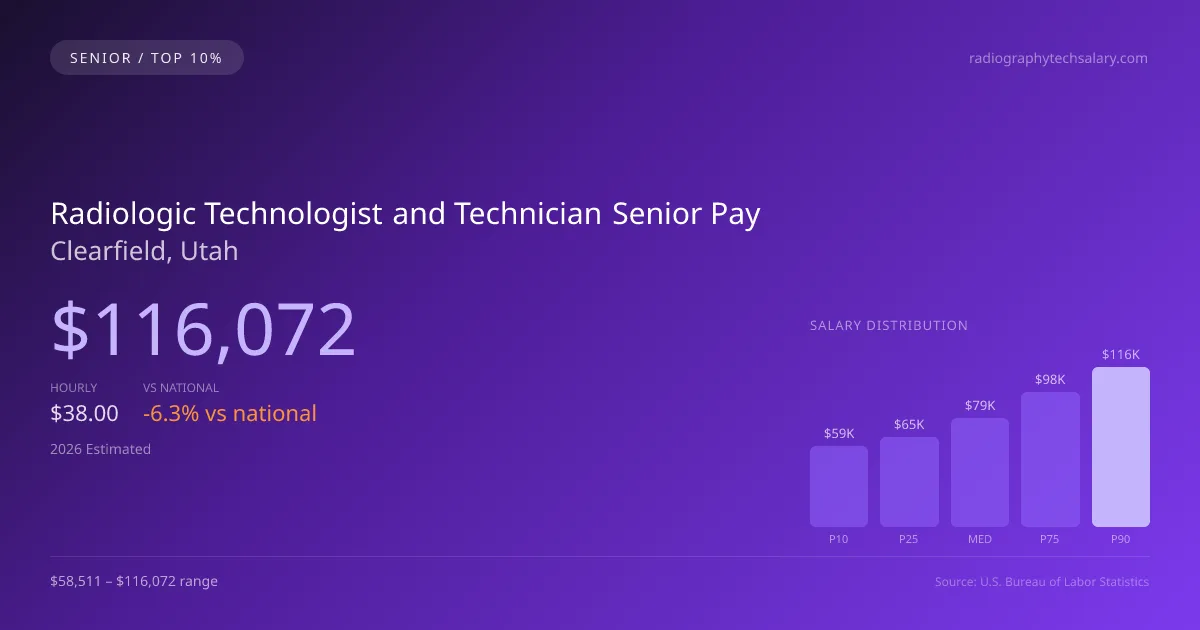Radiologic Technologist and Technician Senior Salary in Clearfield, UT — 2026 est., based on 2025 BLS
