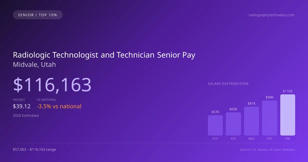 Radiologic Technologist and Technician Senior Salary in Midvale, UT — 2026 est., based on 2025 BLS