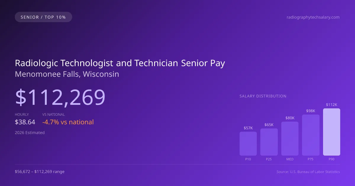 Radiologic Technologist and Technician Senior Salary in Menomonee Falls, WI — 2026 est., based on 2025 BLS